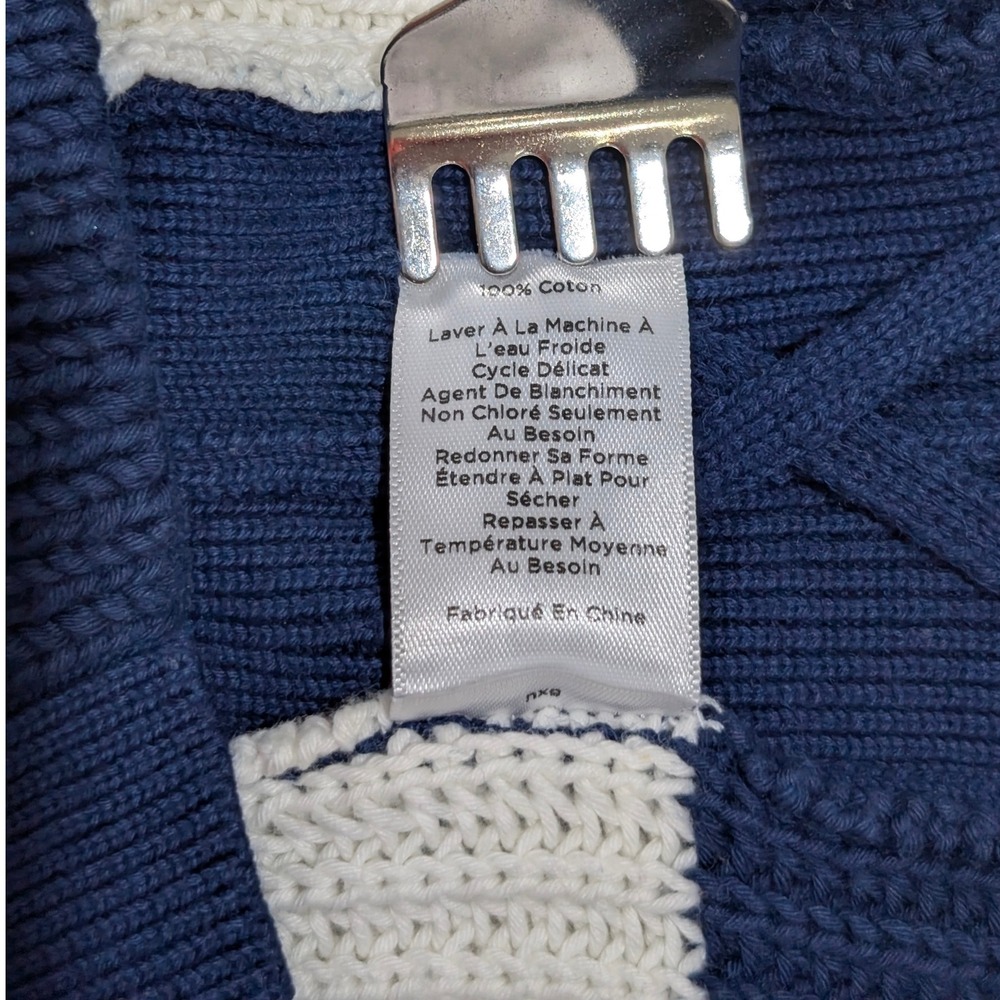 Talbots Striped Nautical Coastal Vibe Knit Sweater Lace Up Side Navy Cream‎ M - Picture 10 of 11